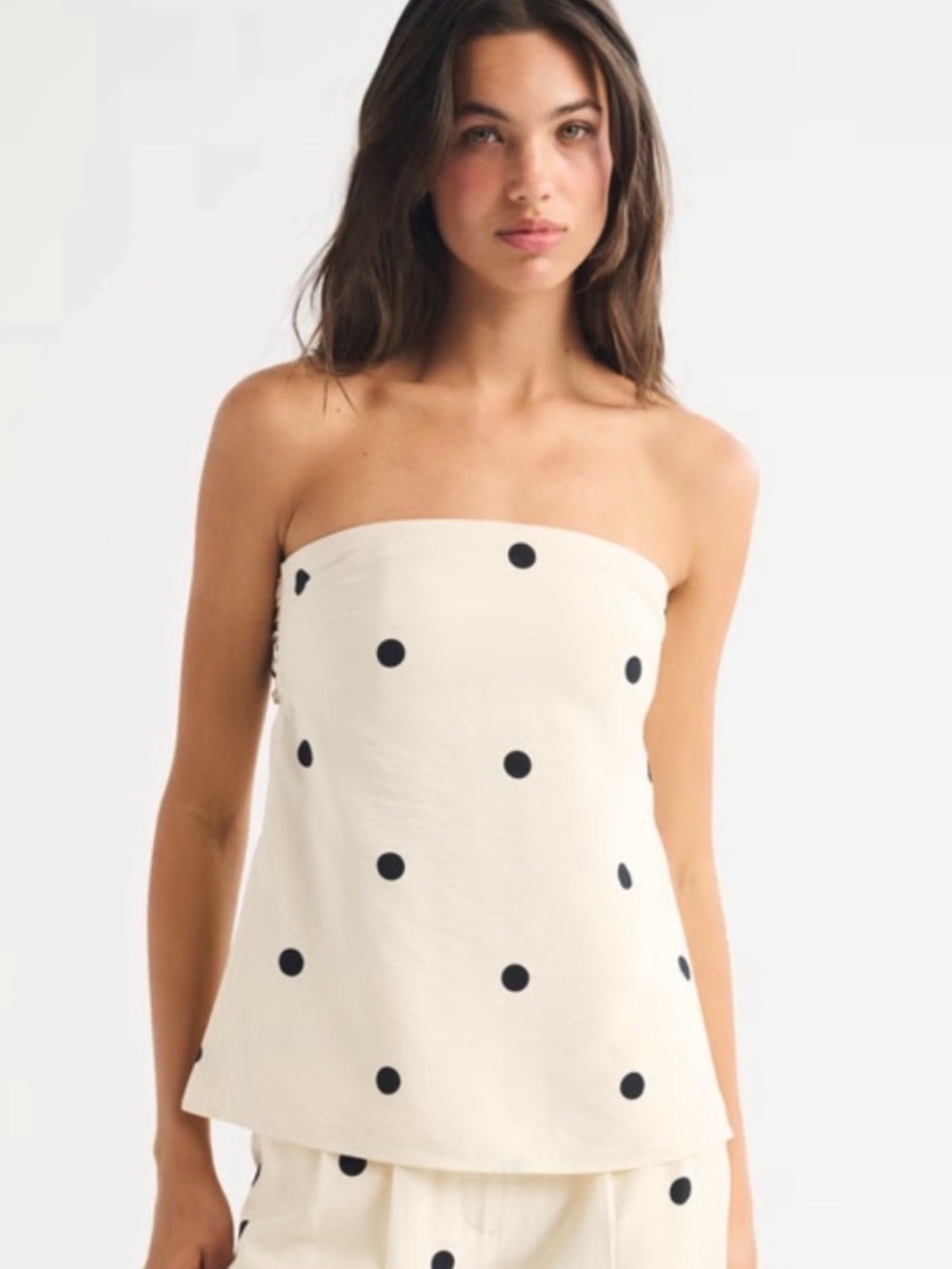 New Abercrombie Fitch Polka Dot Tie Back Top Blouse Strapless Chic Going Out XL